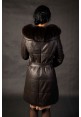 Dámsky kožený kabát s pravou kožušinou FL1 brown